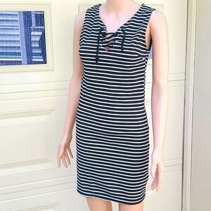 Exist Ribbed Black & White Stripe Sleeveless Dress